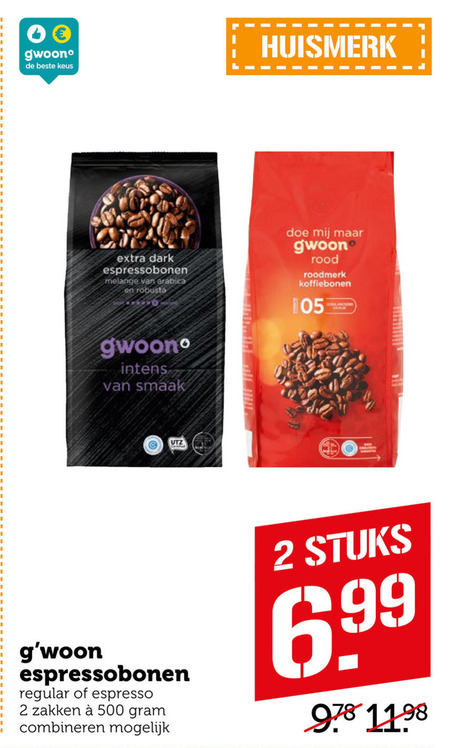 Gwoon   koffiebonen folder aanbieding bij  Coop - details