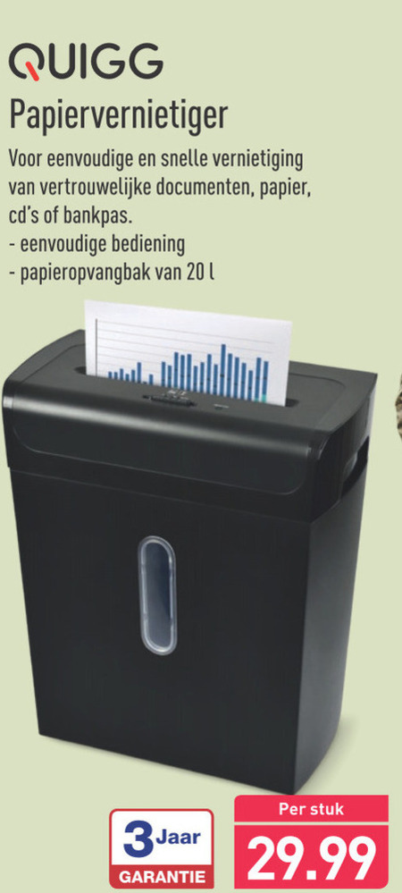 Quigg   papiervernietiger folder aanbieding bij  Aldi - details