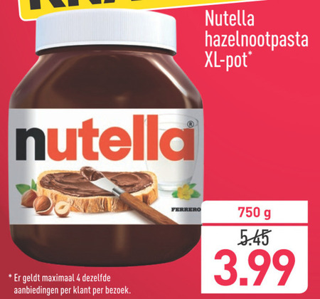 Nutella   hazelnootpasta folder aanbieding bij  Aldi - details