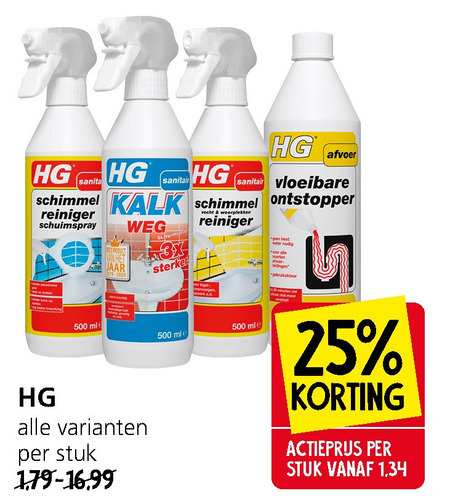 HG   schimmelreiniger, ontstopper folder aanbieding bij  Jan Linders - details