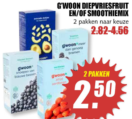 Gwoon   diepvriesfruit folder aanbieding bij  MCD Supermarkt Basis - details