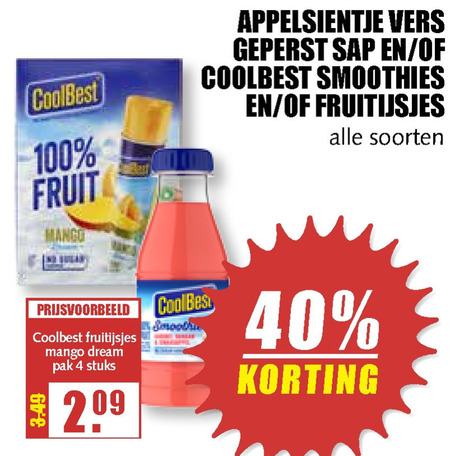 Coolbest   fruitdrank, waterijs folder aanbieding bij  MCD Supermarkt Basis - details