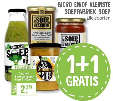 Kleinste Soepfabriek   soep folder aanbieding bij  MCD Supermarkt Basis - details