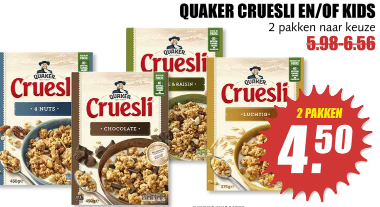 Quaker   cruesli folder aanbieding bij  MCD Supermarkt Basis - details