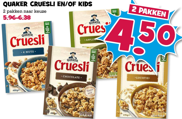 Quaker   cruesli folder aanbieding bij  Boons Markt - details