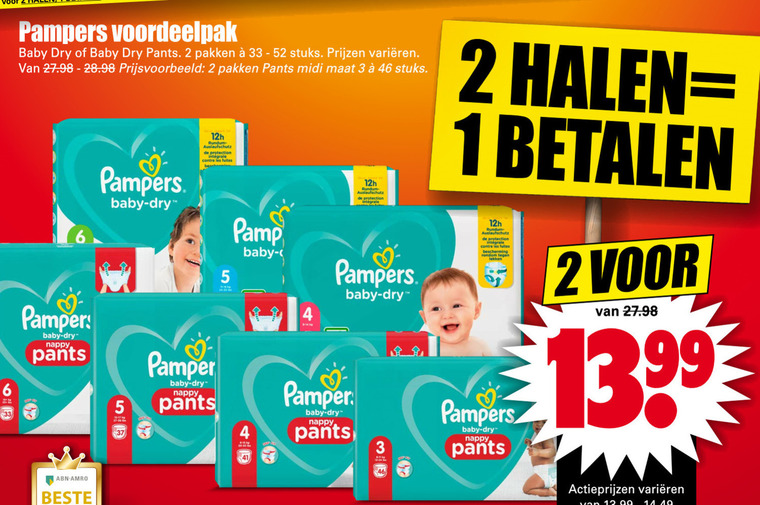 Pampers   luierbroekjes, luiers folder aanbieding bij  Dirk - details