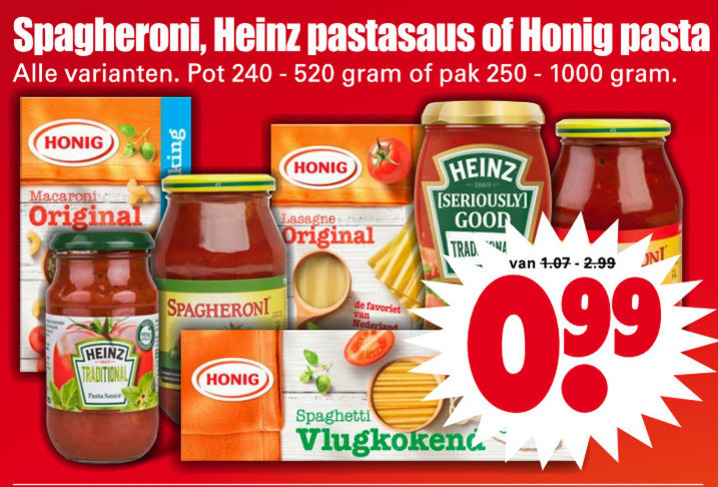 Heinz   pastasaus, spaghetti folder aanbieding bij  Dirk - details