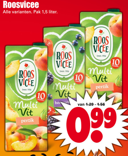 Roosvicee   fruitdrank folder aanbieding bij  Dirk - details