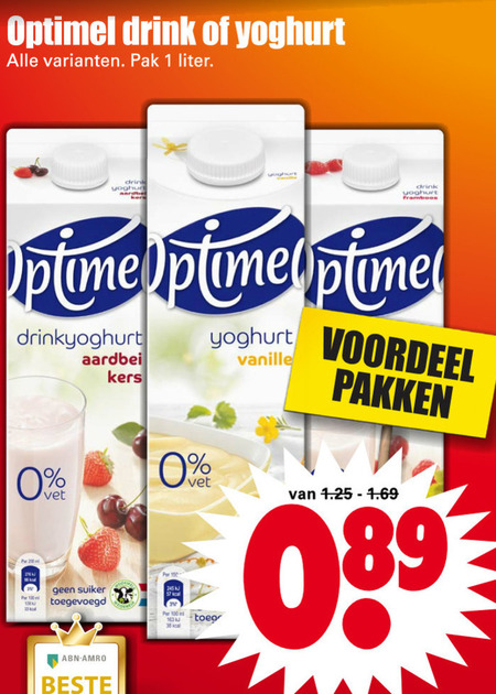 Optimel   vruchtenyoghurt, drinkyoghurt folder aanbieding bij  Dirk - details