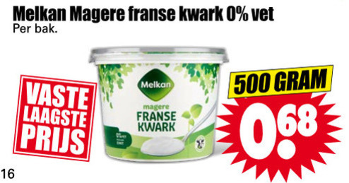 Melkan   kwark folder aanbieding bij  Dirk - details