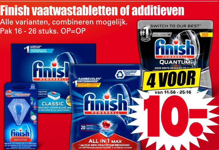 Finish   vaatwasmachinereiniger, vaatwasmiddel folder aanbieding bij  Dirk - details