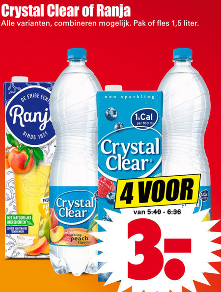 Crystal Clear   fruitdrank folder aanbieding bij  Dirk - details