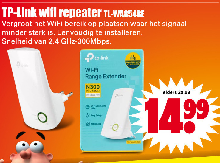 TP-Link   wireless range extender folder aanbieding bij  Dirk - details