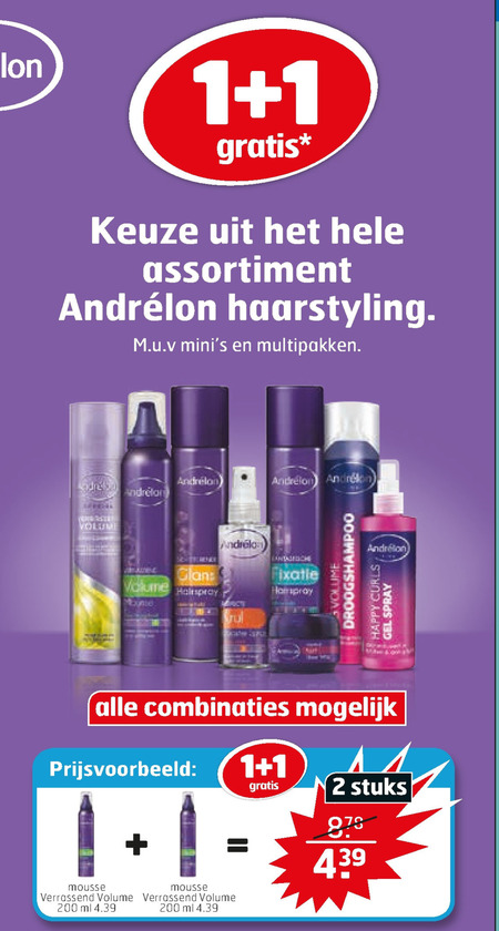 Andrelon   haargel, droogshampoo folder aanbieding bij  Trekpleister - details