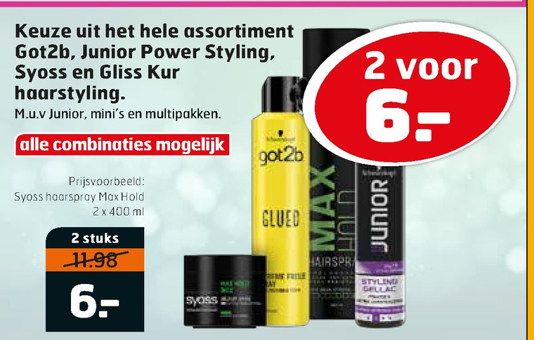 Got2B   hairspray, haargel folder aanbieding bij  Trekpleister - details