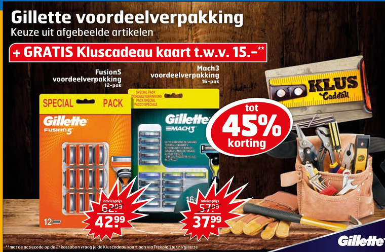 Gillette   scheermesjes folder aanbieding bij  Trekpleister - details