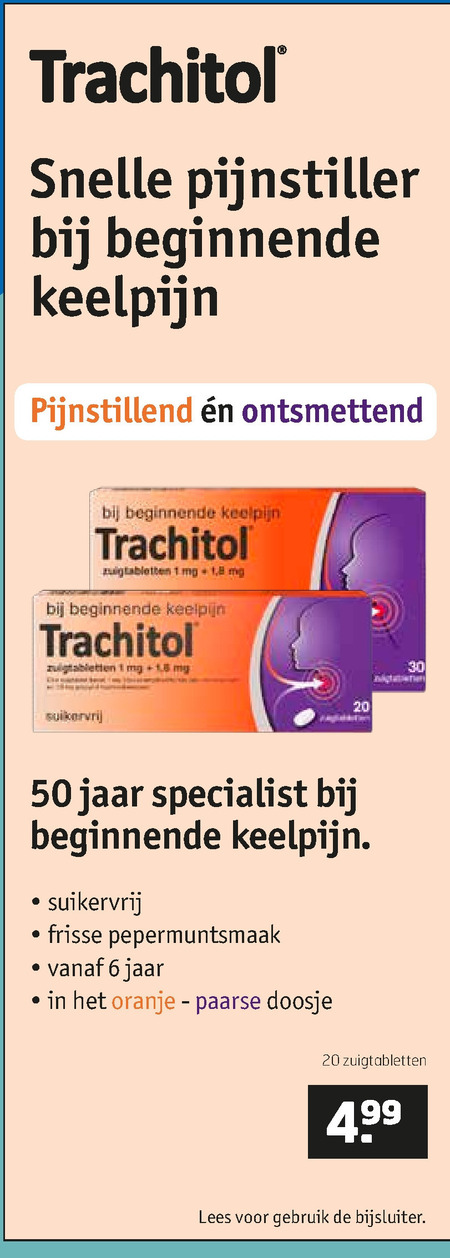 Trachitol   keelpastilles folder aanbieding bij  Trekpleister - details