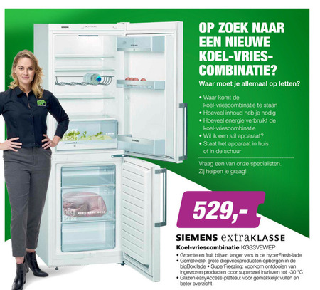 Siemens   koelvriescombinatie folder aanbieding bij  EP Electronic Partner - details