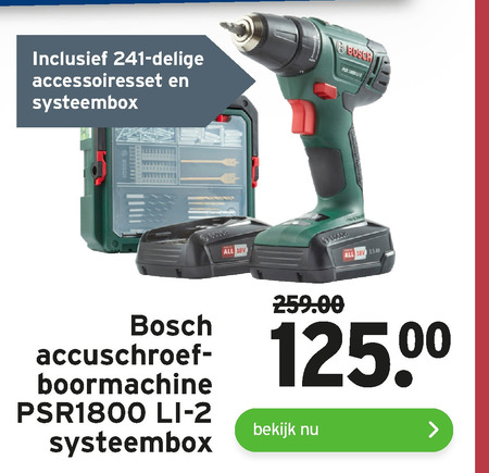 Bosch   accuboormachineset folder aanbieding bij  Gamma - details