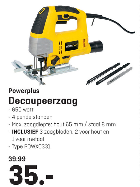 powerplus   decoupeerzaag folder aanbieding bij  Multimate - details