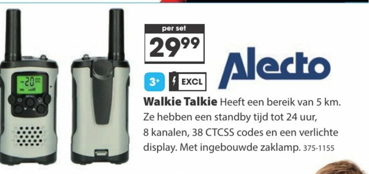 Alecto   kinder walkie talkie folder aanbieding bij  Top1Toys - details