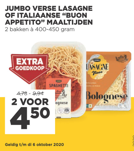 Jumbo Huismerk   lasagne, italiaanse maaltijd folder aanbieding bij  Jumbo - details