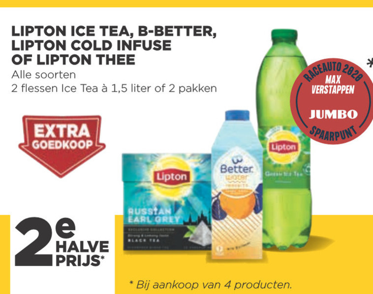 Lipton   ice tea, thee folder aanbieding bij  Jumbo - details