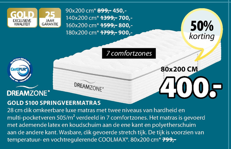 Dreamzone   matras folder aanbieding bij  Jysk - details