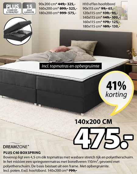 Dreamzone   boxspring folder aanbieding bij  Jysk - details