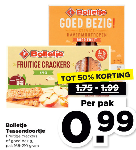 Bolletje   mueslireep, crackers folder aanbieding bij  Plus - details