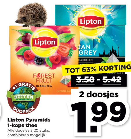 Lipton   thee folder aanbieding bij  Plus - details