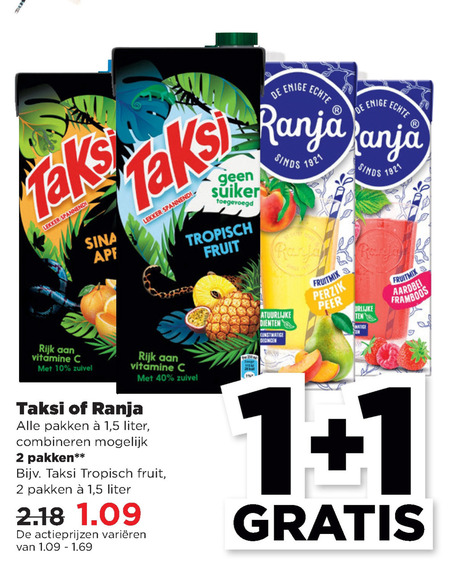 Taksi   fruitdrank folder aanbieding bij  Plus - details