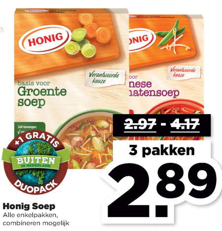 Honig   soep folder aanbieding bij  Plus - details