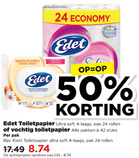 Edet   toiletpapier, vochtig toiletpapier folder aanbieding bij  Plus - details