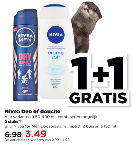 Nivea   douchegel, deodorant folder aanbieding bij  Plus - details