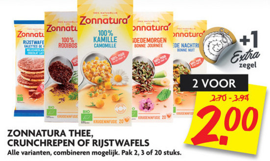 Zonnatura   mueslireep, rijstwafels folder aanbieding bij  Dekamarkt - details