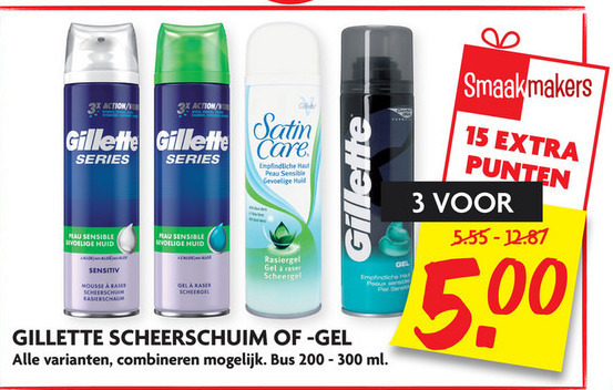 Gillette Satin Care   scheerschuim, scheergel folder aanbieding bij  Dekamarkt - details