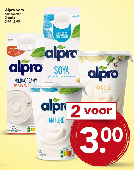 Alpro   soja yoghurt, soja melk folder aanbieding bij  Deen - details