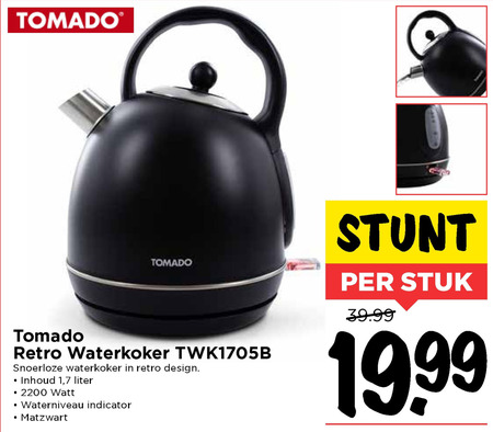 club stroom bar Tomado waterkoker folder aanbieding bij Vomar - details