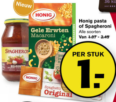 Honig   spaghetti, pastasaus folder aanbieding bij  Hoogvliet - details