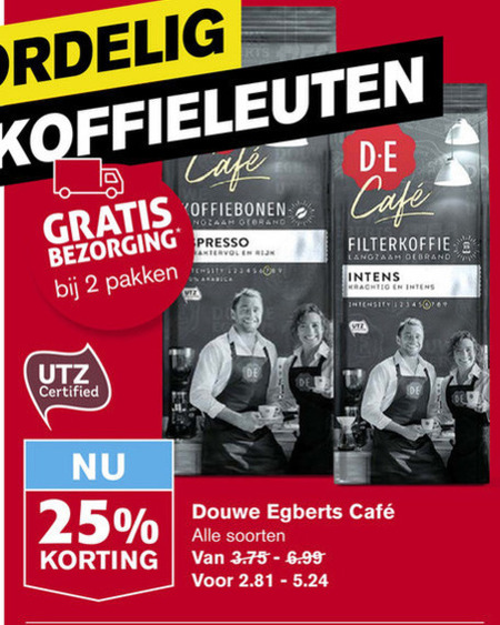 Douwe Egberts   koffiebonen, koffie folder aanbieding bij  Hoogvliet - details