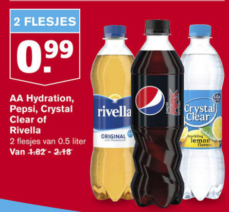 Crystal Clear   cola, fruitdrank folder aanbieding bij  Hoogvliet - details