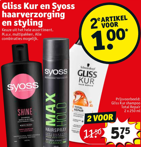 Gliss Kur   conditioner, hairspray folder aanbieding bij  Kruidvat - details