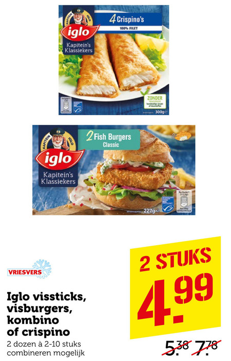 Iglo   visburgers, vissticks folder aanbieding bij  Coop - details