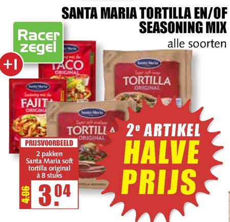 Santa Maria   maaltijdmix, tortilla folder aanbieding bij  MCD Supermarkt Basis - details