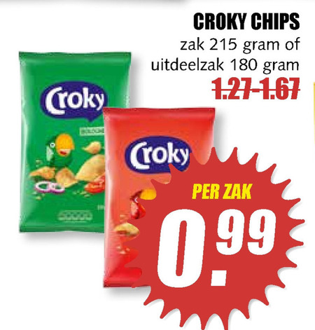 Croky   chips folder aanbieding bij  MCD Supermarkt Basis - details