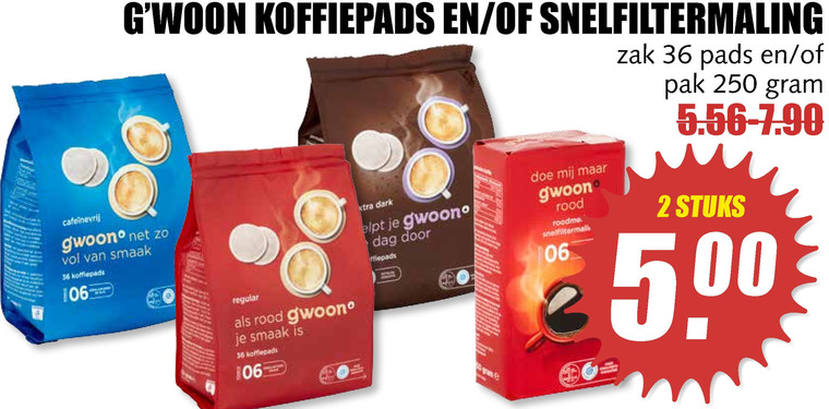 Gwoon   koffiepad, koffie folder aanbieding bij  MCD Supermarkt Basis - details