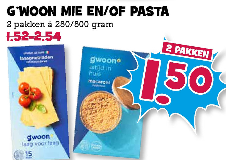 Gwoon   pasta, mie folder aanbieding bij  Boons Markt - details