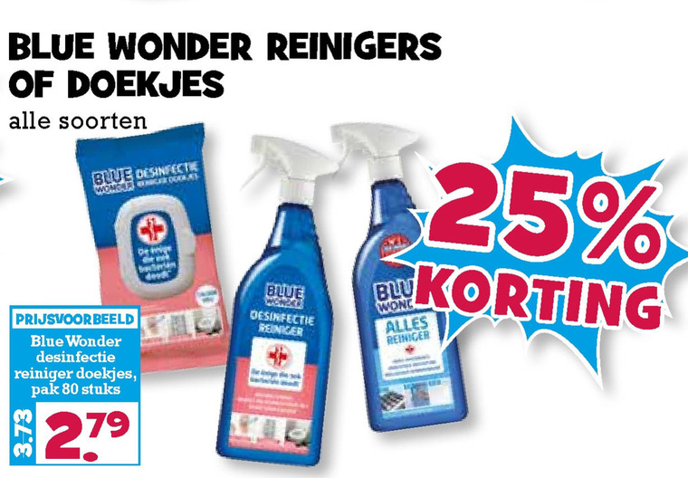 Blue Wonder   vochtige schoonmaakdoekjes, allesreiniger folder aanbieding bij  Boons Markt - details