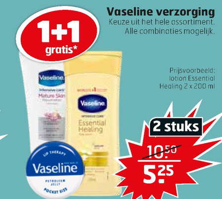 Vaseline   lippenbalsem, bodylotion folder aanbieding bij  Trekpleister - details